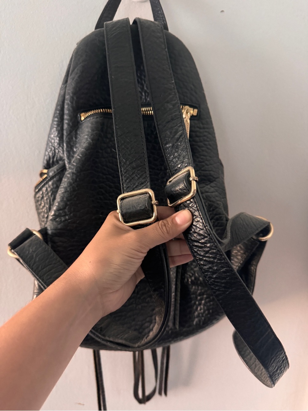 Rebecca Minkoff Black Pebbled Leather Backpack with Gold Hardware - Picture 2 of 2